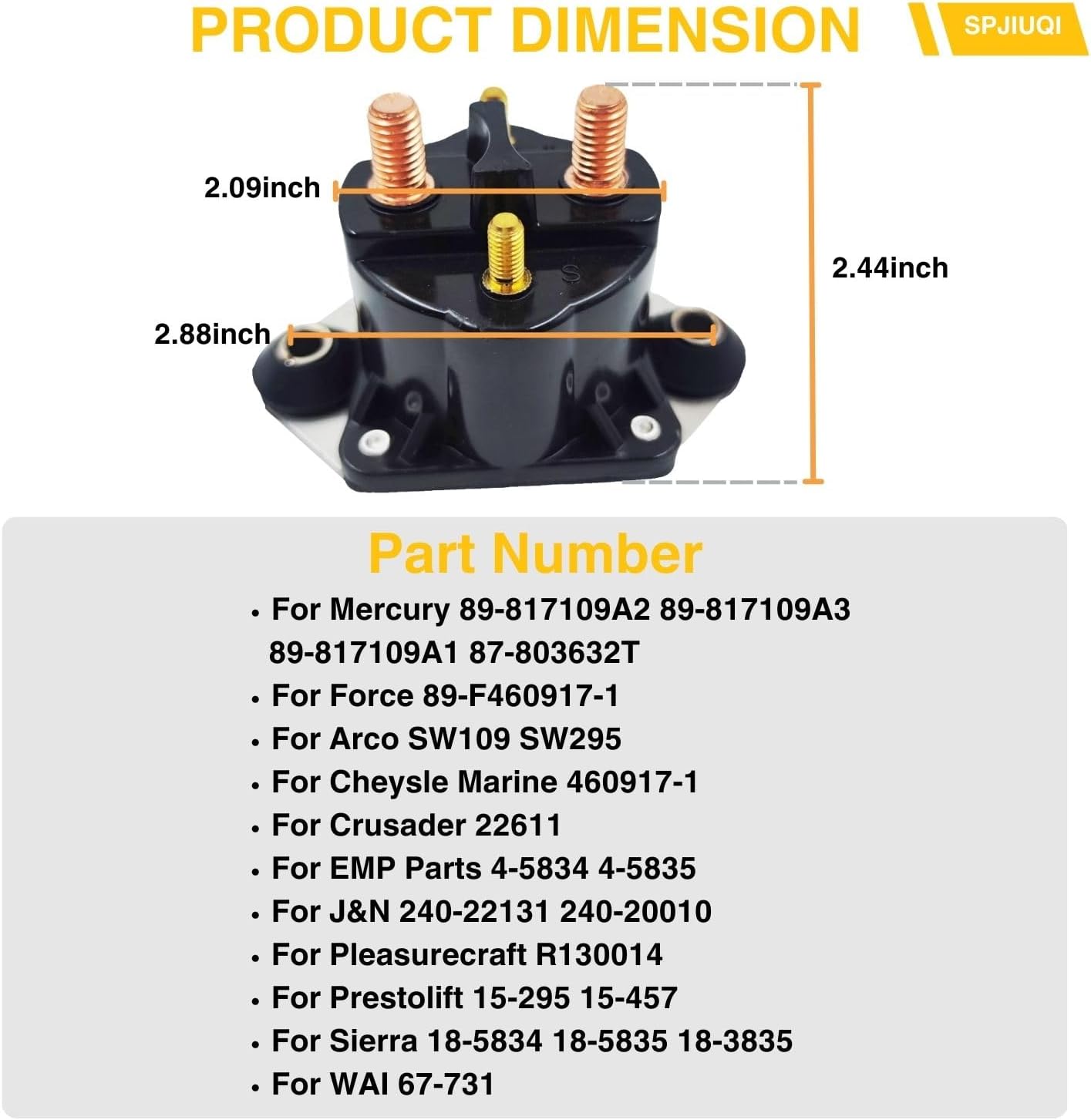 89-817109A3 89-817109A2 89-817109A1 12V Starter Solenoid Relay for Mercury Marine Outboard 40 50 75 90 120 V135 V225 V250 V150 V175 V200 V225 V250 Force Marine 40 50 75 90 120 J&N 240-22131