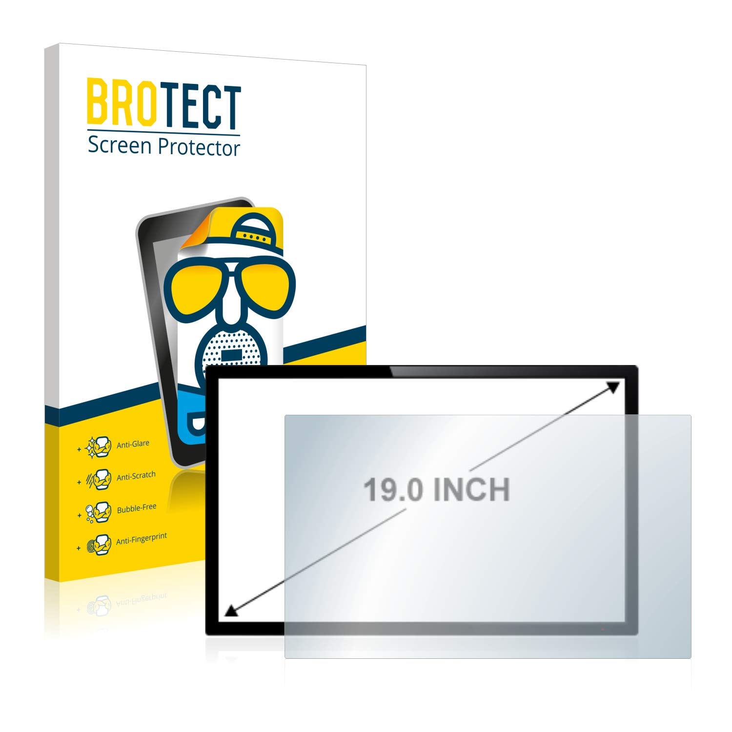 BROTECT Protector Pantalla Anti-Reflejos 19" para PCs de panel táctil con 48.3 cm (19,0 pulgadas) [410.9 mm x 257 mm, 16:10] Película Mate