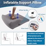 Inflatable Lumbar Support Pillow, Blow Up Travel Back Cushion, Lumbar Support for Lower Back Pain, Office Chair Sitiing, Gaming, Car Seat Backrest, Ergonomic Body Positioning Pillow (Grey)