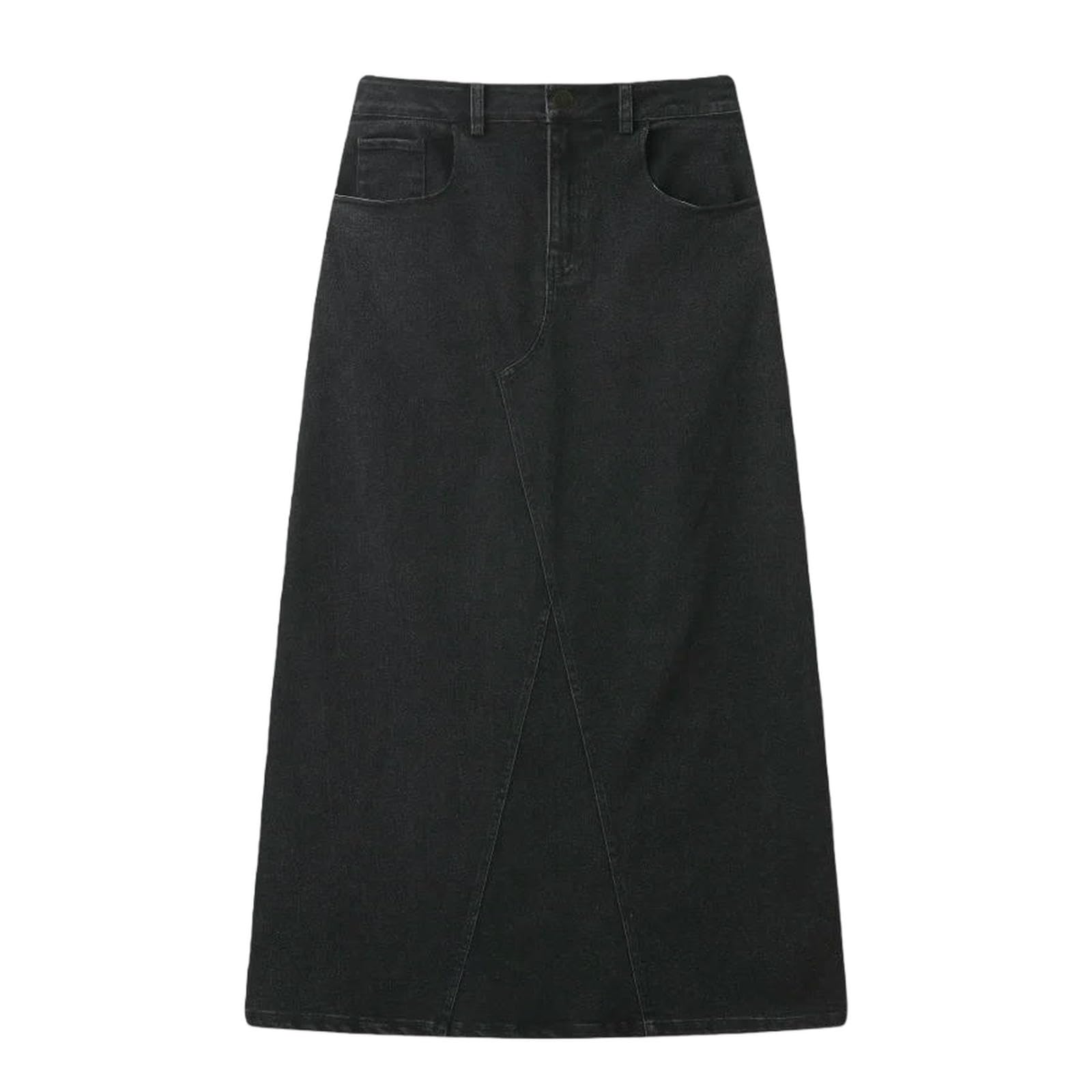 Langer Rock Damen Frau Elastischer Denim Mode Dame Tragen Stoff Mit Stretch (Taille Breit Kann Zu 2-3cm Sein)-Brown-xs