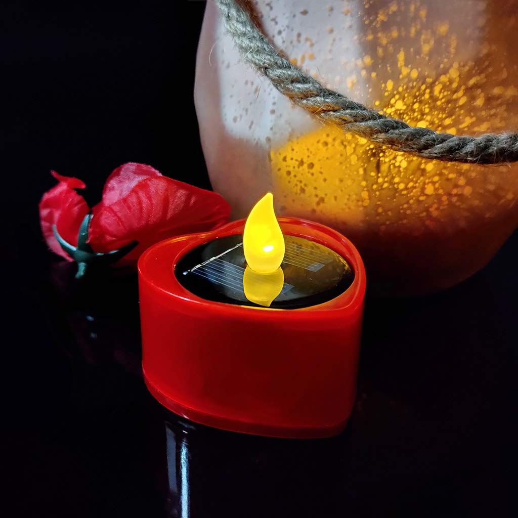 Lampada elettronica a LED a forma di cuore a forma di luce alimentata solare senza fiamma