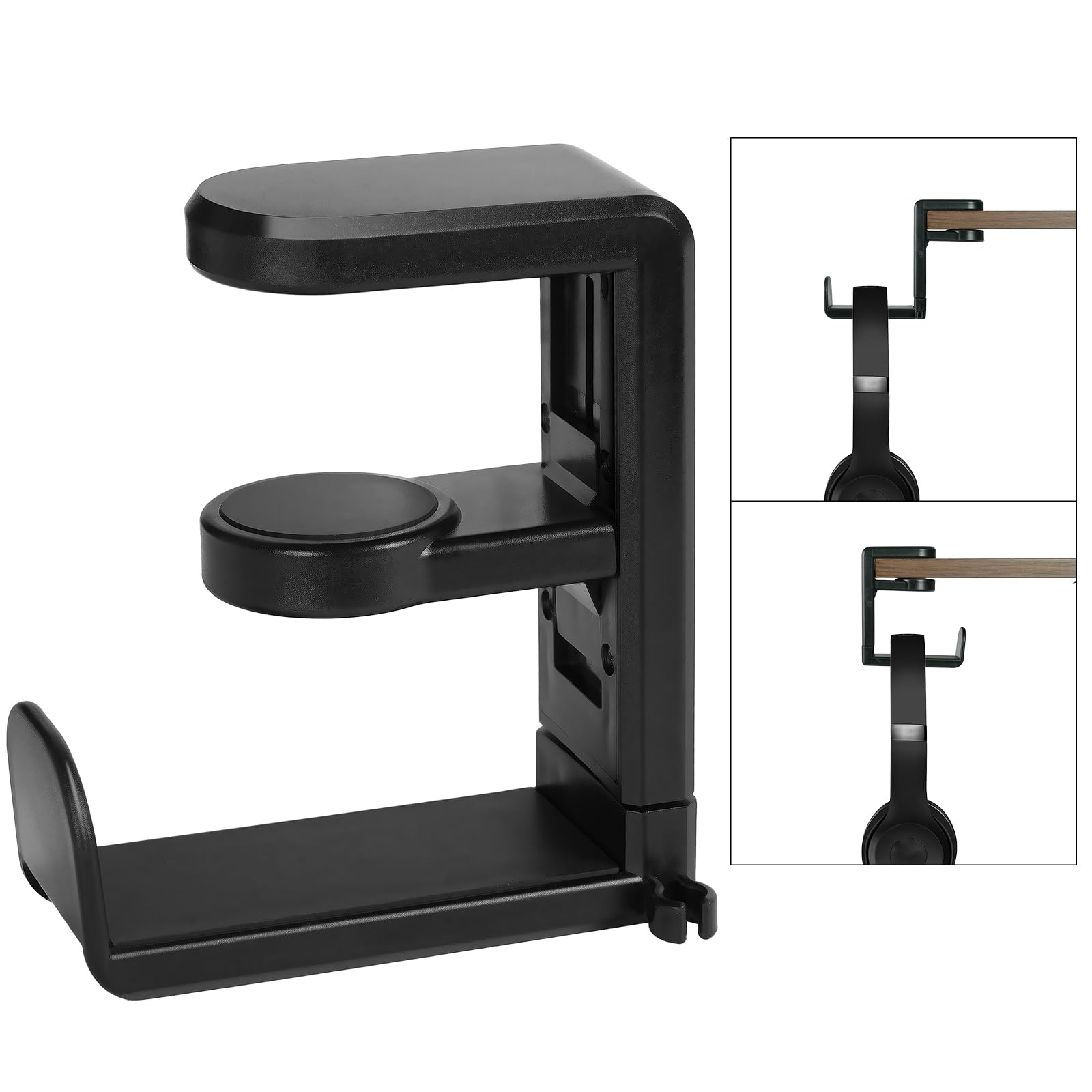 AXFEE Soporte para Auriculares,Sin Perforaciones,con 360° Gancho Giratorio+Clip de Cable,para Todos los Objetos Colgables,Adecuado para Escritorios de Computadora, Armarios,etc.de Varios Espesores