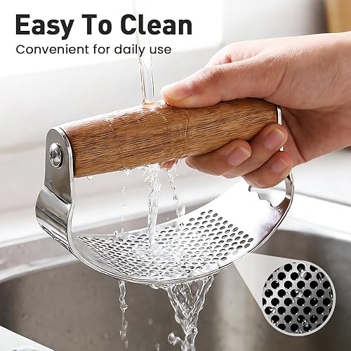 Miniatura 6 de Mecedora de prensa de ajo mejorada, prensa manual de ajo con pelador, molinillo de ajo de mango ancho para herramientas de cocina en el hogar (1