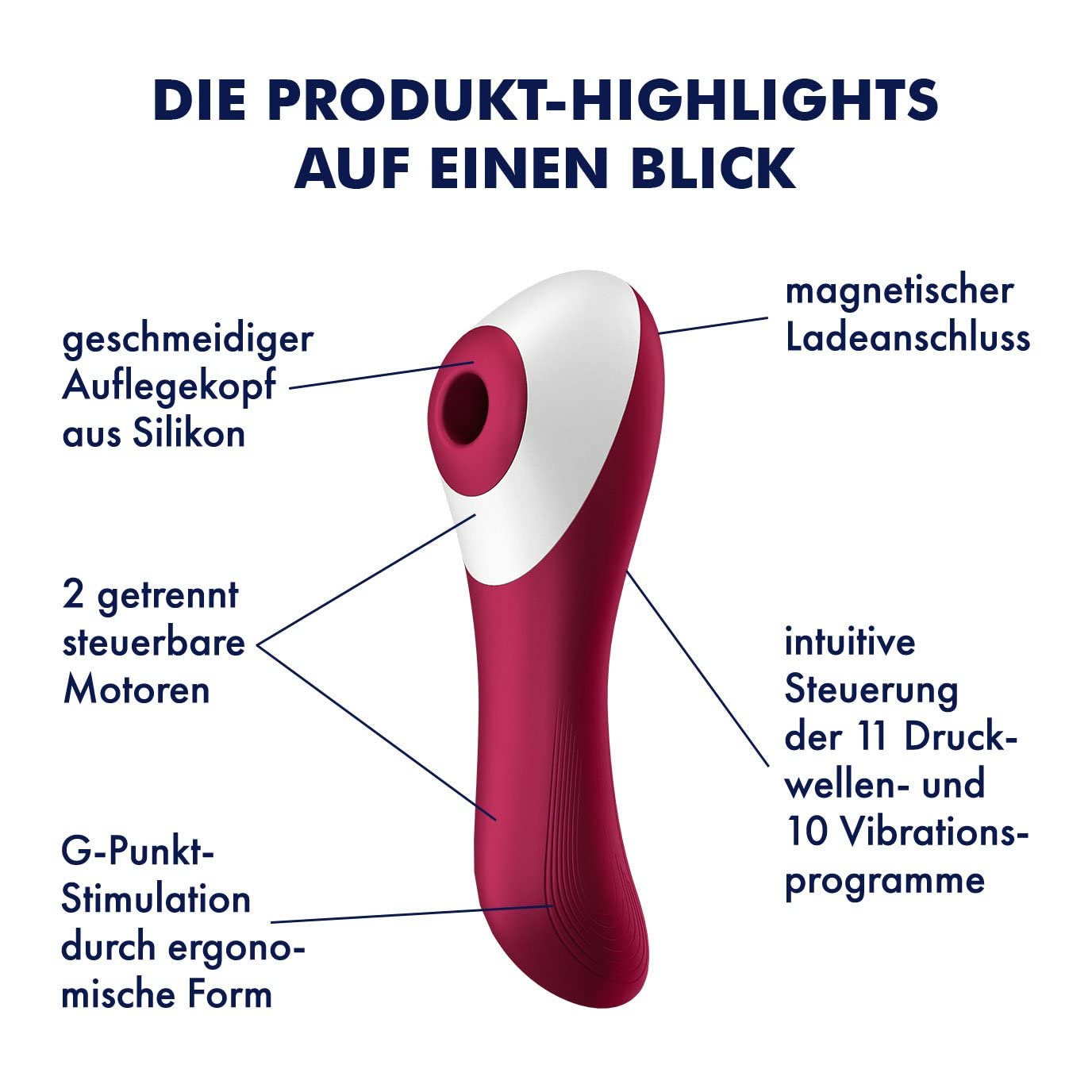 Satisfyer Vibrador Dual Crush con Onda de Presión | 2 en 1 | succionador de clítoris femenino | Recargable y Resistente al Agua | Succionador y Estimulador de Clítoris sex toys