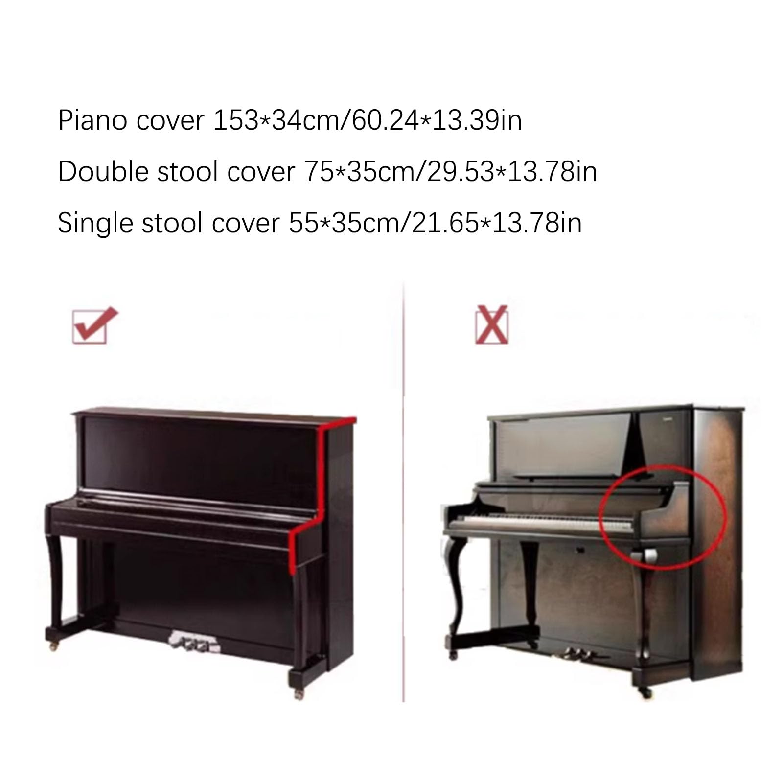 Telo coprisgabello per Pianoforte Verticale, Copertura Protettiva Universale per Pianoforte Verticale con Orlo in Pizzo, Copertura Decorativa per Mezzo Pianoforte per Pianoforte Verticale Un