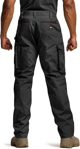 [CQR] メンズ カーゴパンツ ストレッチ リップストップ 撥水 防汚 通気性 軽量 多機能ポケット付き ウエストゴム仕様 アウトドア ワークパンツ 作業ズボン - 2