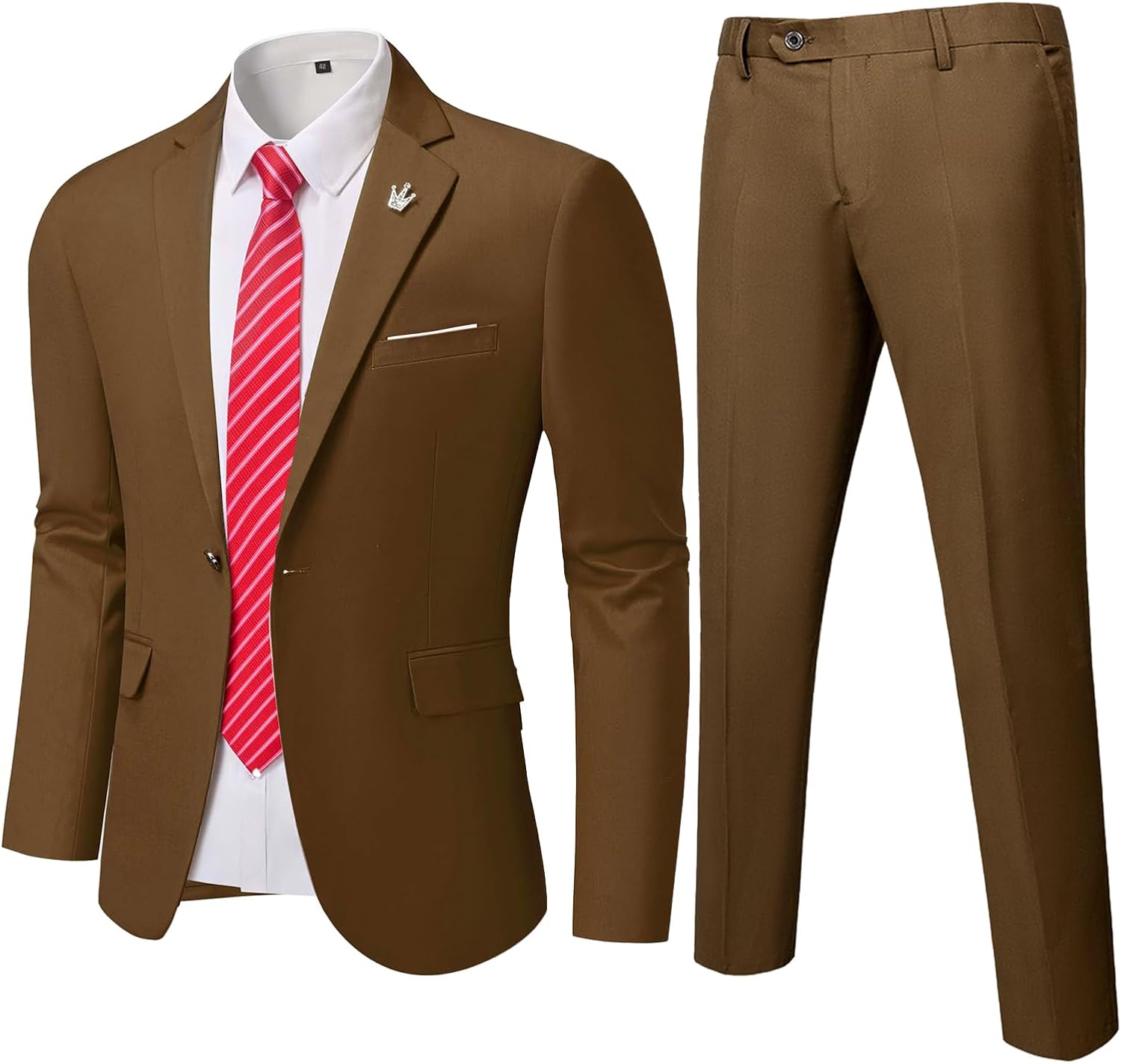 MY’S Males’s 2 Piece Go well with, One Button Slim Match Jacket and Pants with Tie…