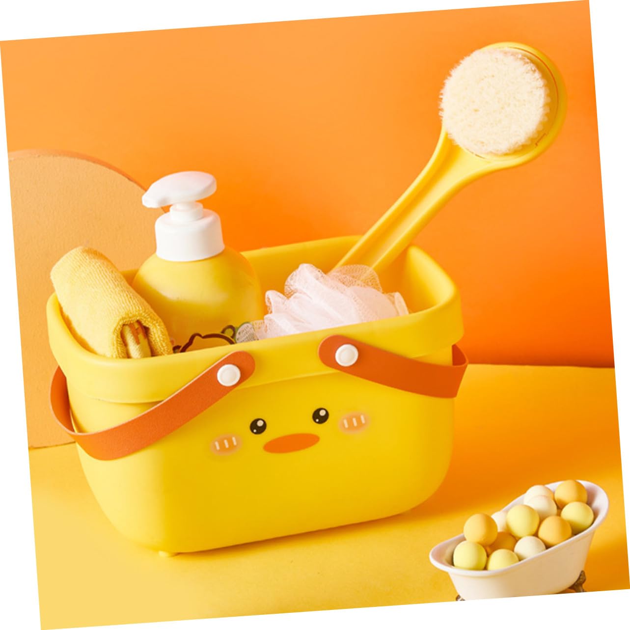 Cesta de Ducha para Baño de 3 Piezas, Pp y Cuero, Portátil