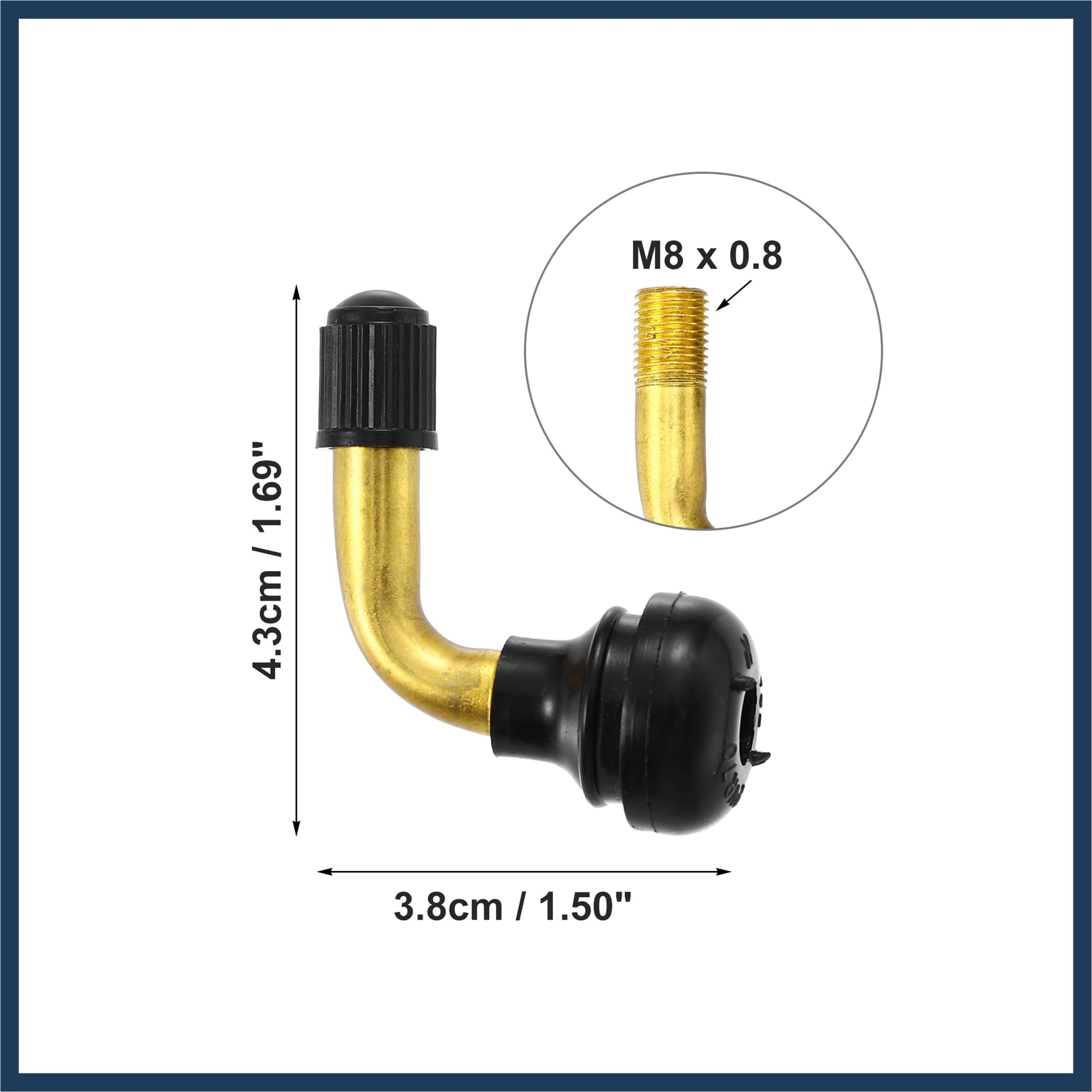 Lot de 20 valves de pneu de voiture PVR70 coudées à 90 degrés Design élégant