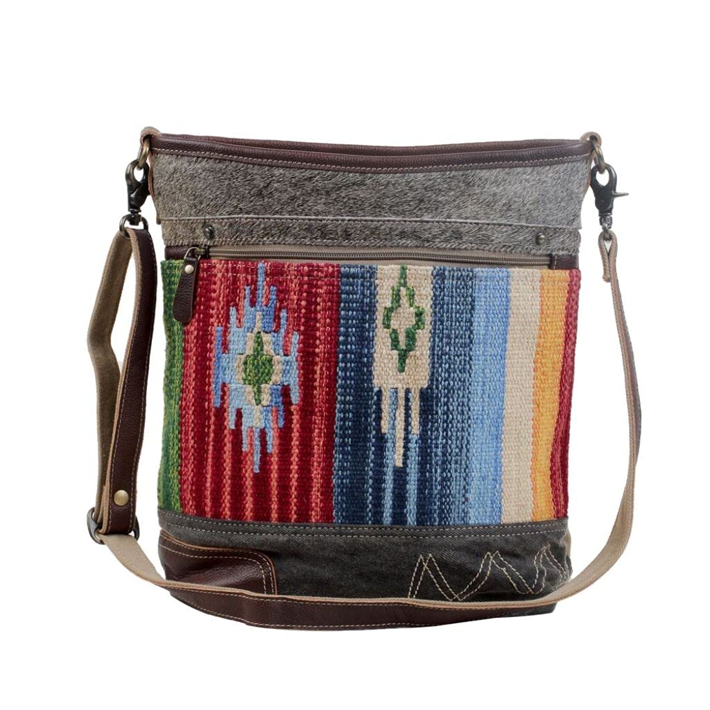 Myra Bag Aztec Purse for Women - Canvas Bag with Real Leather Detailing, Boho Handbags for Women, Cute Western Purse