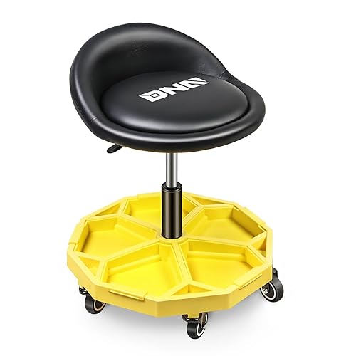 DNA Motoring 350 LBS Rolling Garage Stool, 20.5'' to 25.2''