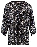 Seitliche Schlitze Gerry Weber Damen Tunika mit Milles Fleurs Print leger Schwarz/Kobalt/Kürbis Druck 46