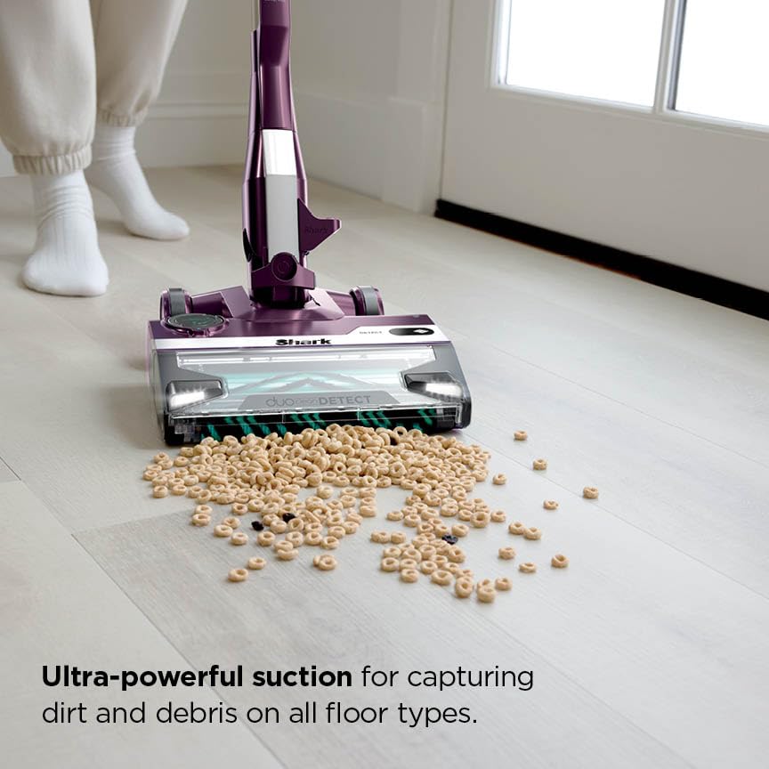 Image of Shark POWERDETECT Ultra-Light Corded Stick Vacuum with DuoClean Technology, Self-Cleaning Brushroll for No Hair Wrap, Anti-Allergen Complete Seal, and Odor Neutralizer Technology, Purple, HZ4001AMZ