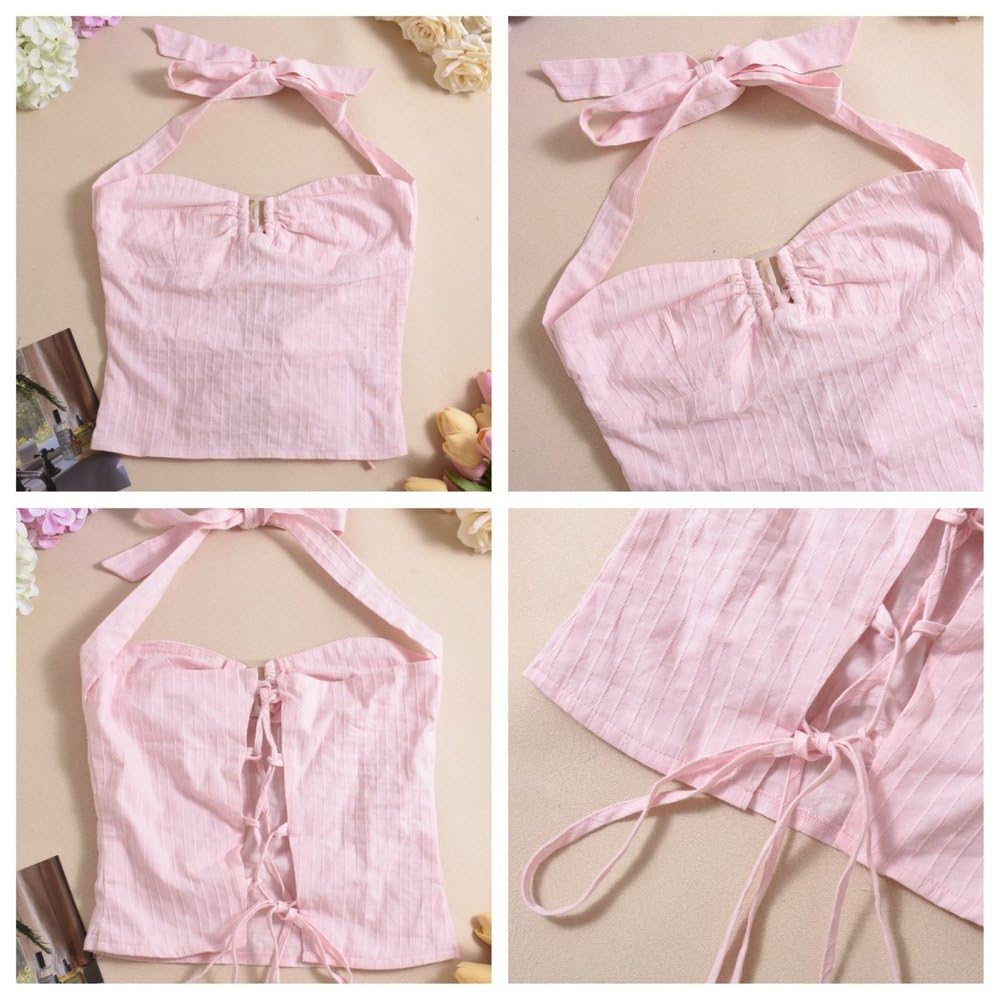 Dos Nu Dos Nu Crop Top Pour Femmes Coupe Slim À Lacets Sexy Plage Vacances Camisole Tops