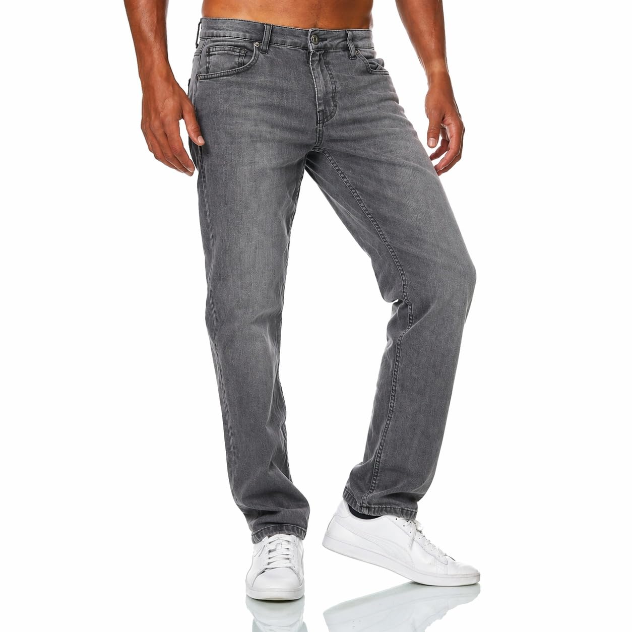 JEEL Herren-Jeans - Relax-Fit Straight-Cut - Jeans-Hose Basic Washed