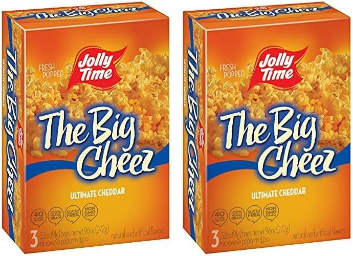 Jolly Time The Big Cheez Cheddar Cheese Microwave Popcorn, 3 Count (Pack of 2)
