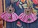 Lightweight Artisan Handmade Pink Fan Tassel Elephant Dangle Earrings Painted Accents Indian Boho Jewelry for Women Teen Girls
