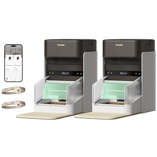 PETLIBRO RFID Multiple Cats Feeder 2 Packs, Tag Activated Exclusive Meals, 5G&2.4G Wi-Fi Auto Food Dispenser for Pets with Different Diets and Stop Food Stealing
