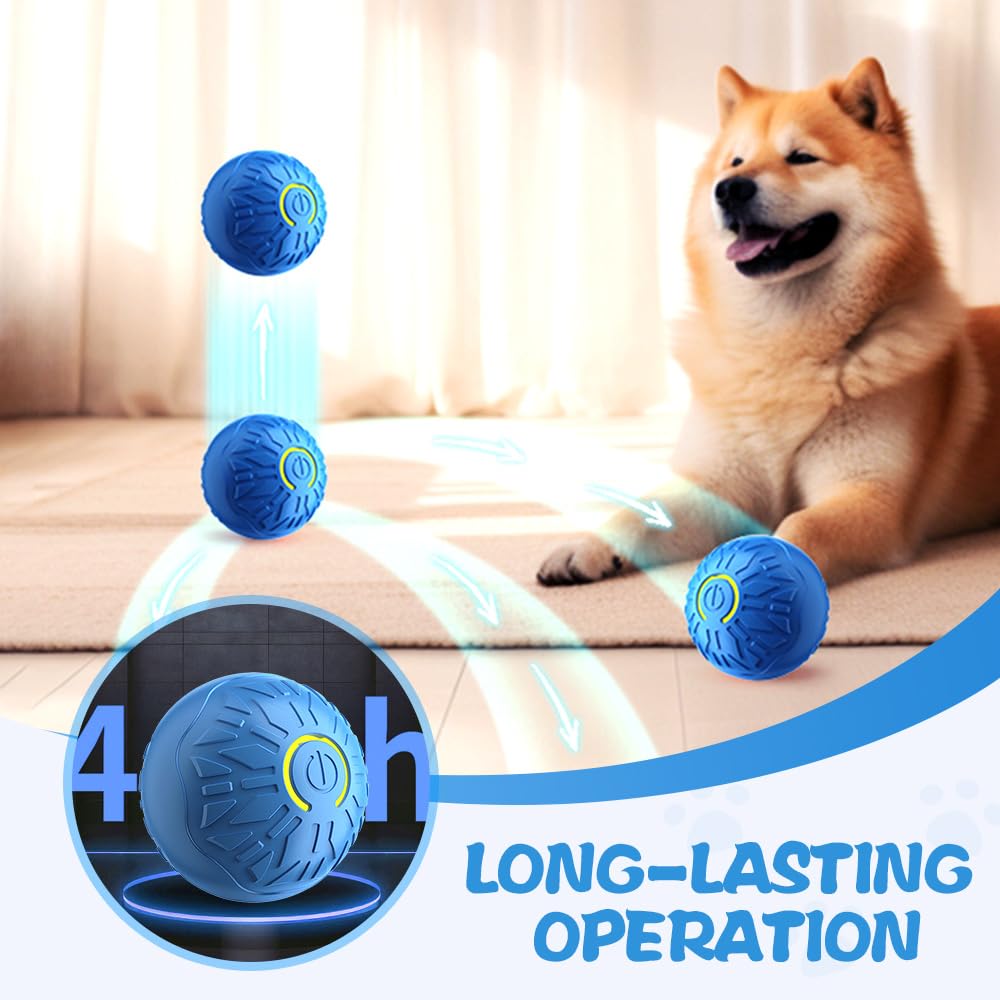 Interaktives Katzen-Hundespielzeug, 2026, intelligenter automatischer beweglicher Ball, Spielzeug für Indoor-Hunde, Katzen, selbstrollender interaktiver Katzen-Hundespielzeugball für kleine
