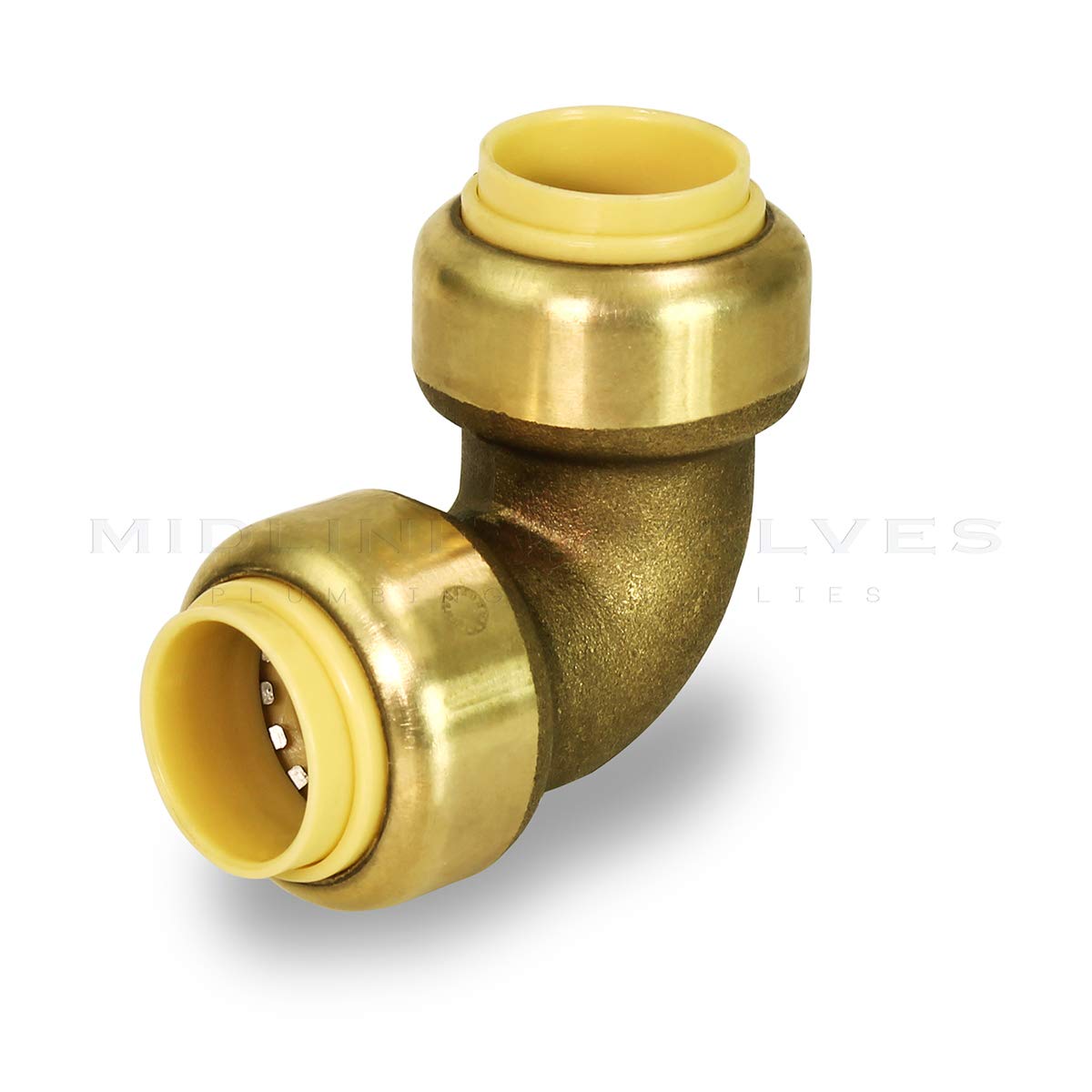 3/4 Inch Brass 90 Degree Elbow Push Connector - For PEX, CPVC & Copper Pipes