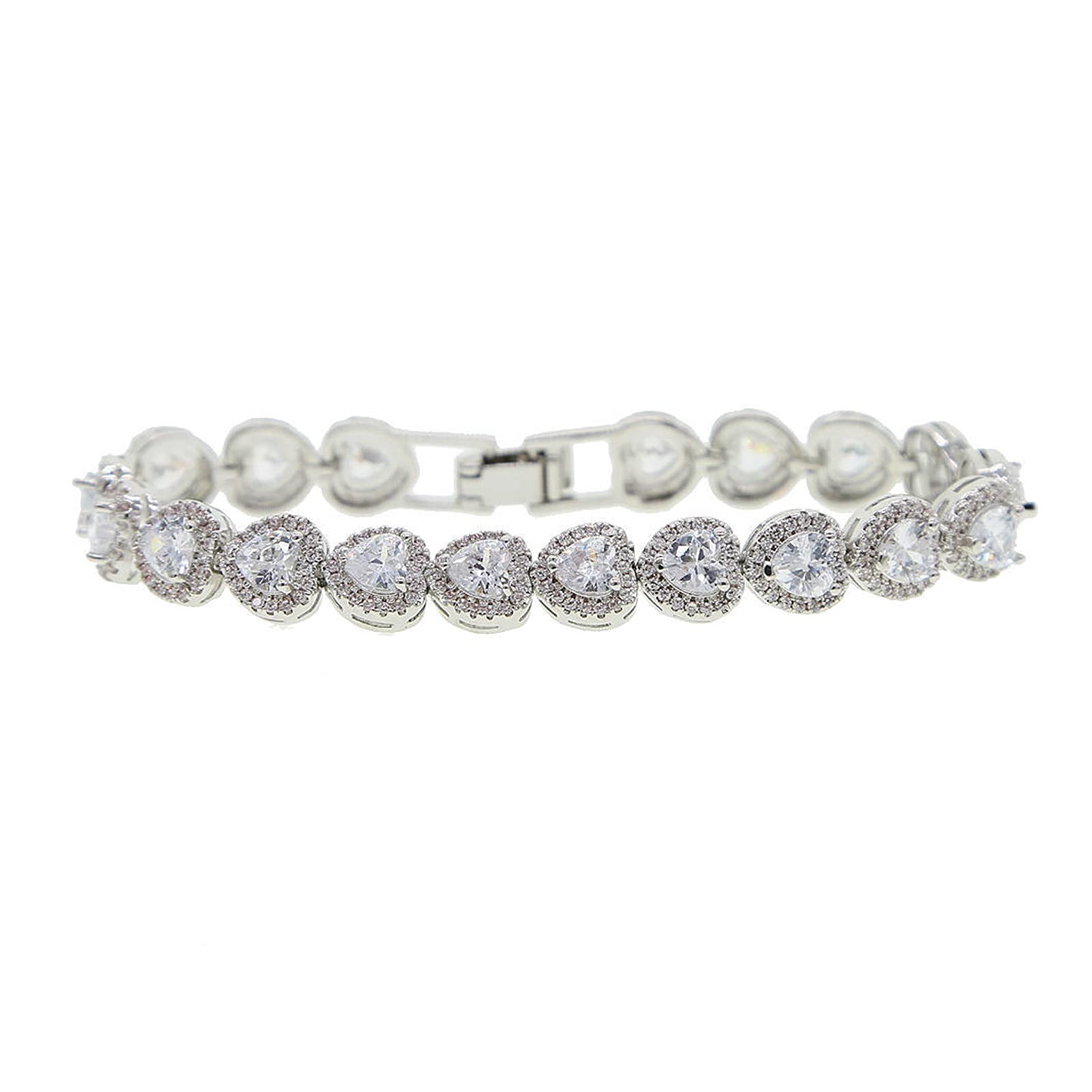 armbänder für Damen, iced-kubikzirkonia-Herz-Tennis-Armband, 8 mm, Farbe, Herz-Charm-kettenarmband, hip-hop-schmuck für Damen, platiniert, 16 cm