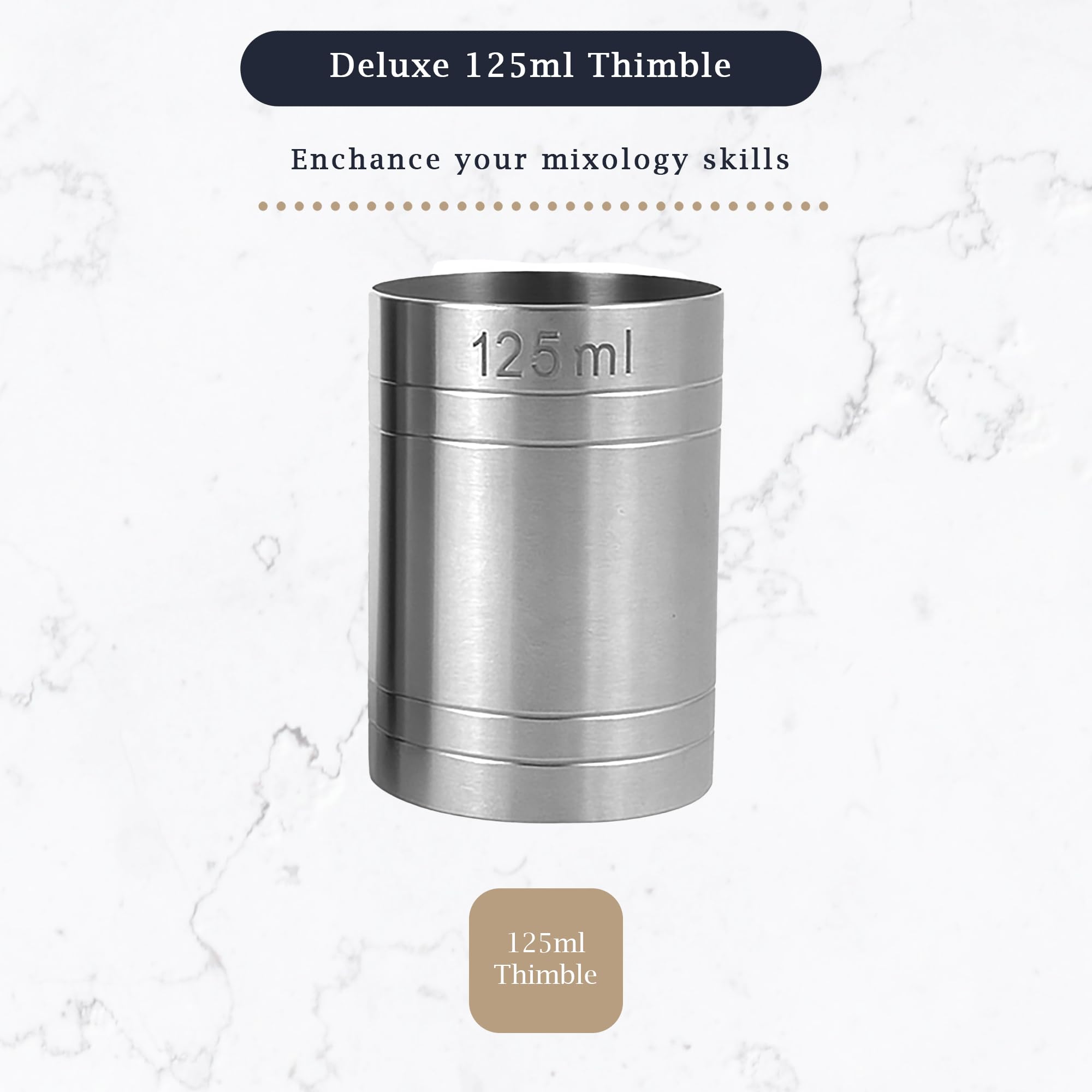 Stainless Steel Copper Thimble Bar Pub Club Spirit Measure CE Marked Chabrias Ltd (125ml, Stainless Steel)