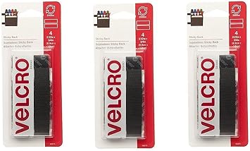 VELCRO Brand - Sticky Back - 3 1/2" x 3/4" Strips, 12 Sets - Black