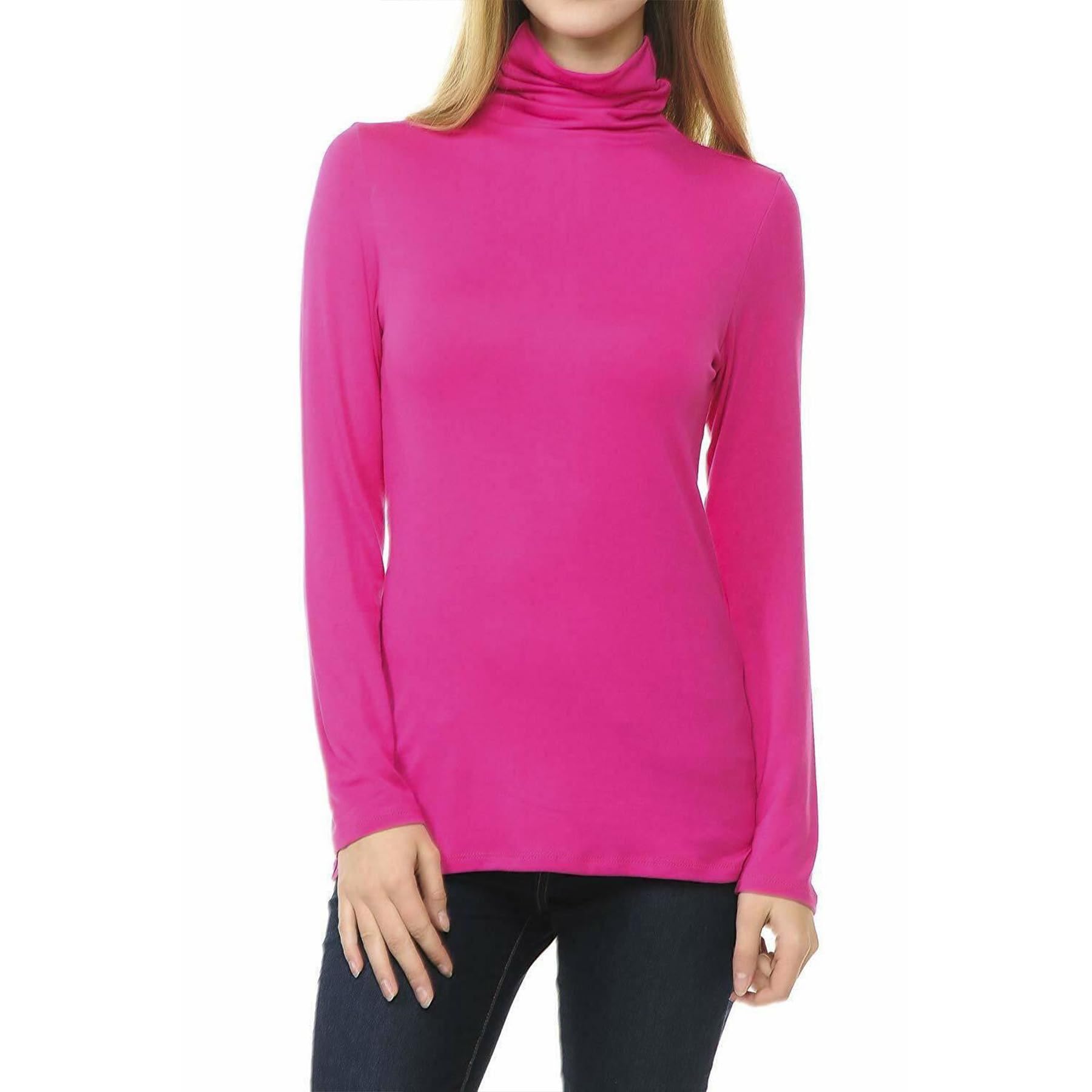 NetSetUK Womens Tops Long Sleeve Turtle Neck Plain Ribbed Jumper T-Shirt for Ladies