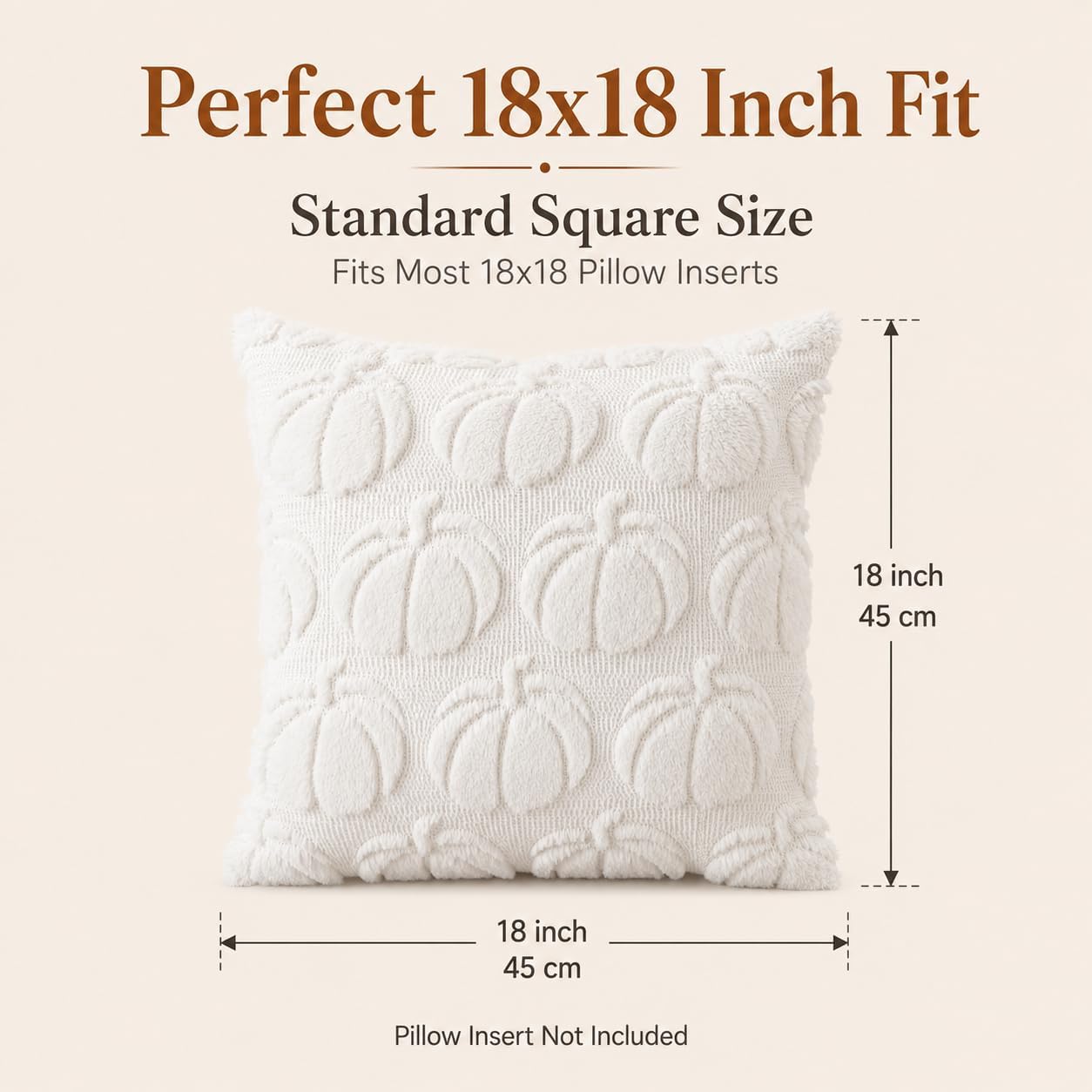 Pumpkin Fall Pillow Covers 18x18In Set of 2 White Ultra Soft 3D image 3