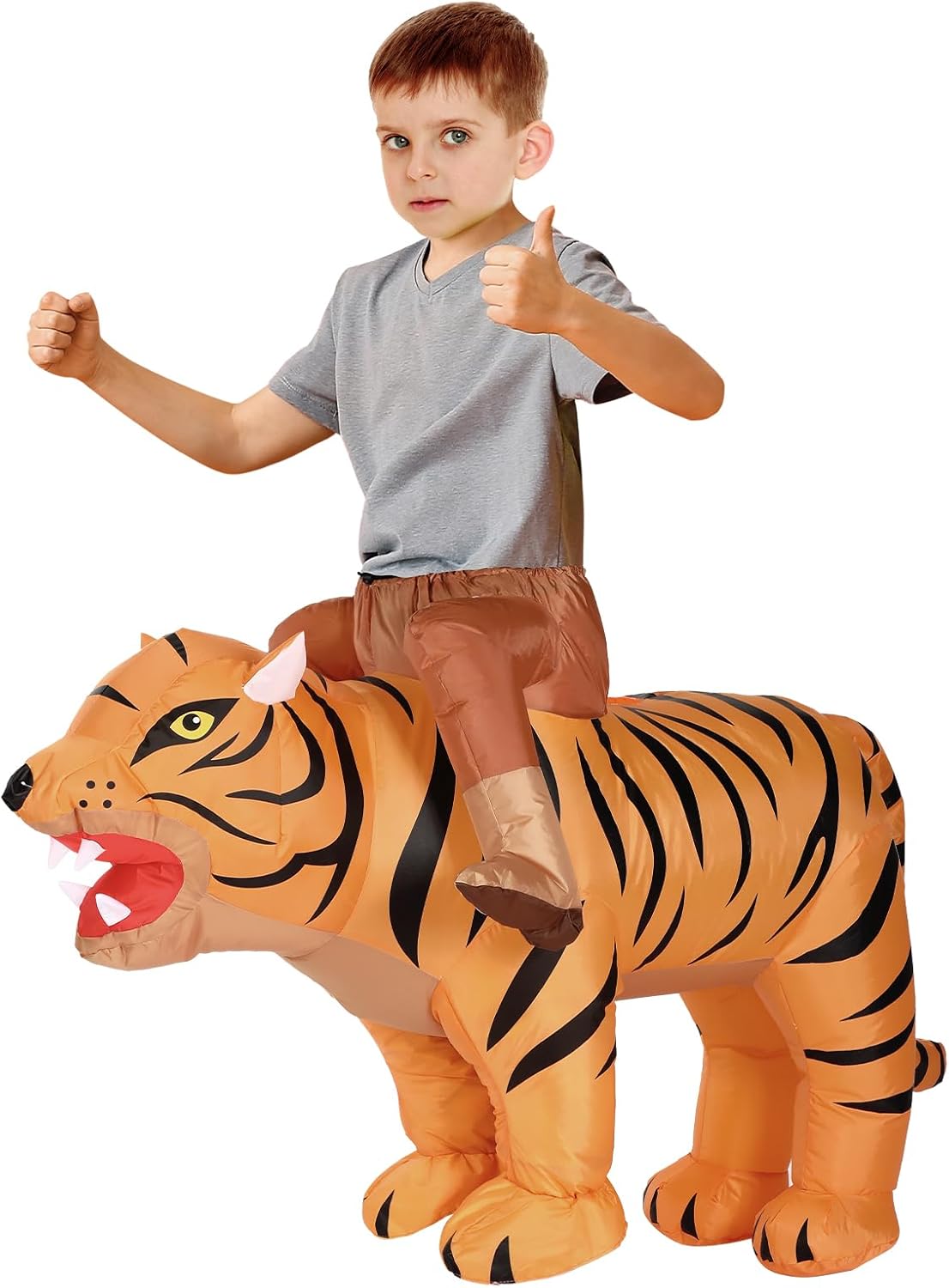 Libima Halloween Inflatable Tiger Costume for Kids Animal Costumes Blow Zoo Keeper Costume for Kids Halloween Blow Funny Tiger Fancy Dress Costume for Boys Girls Party Cosplay