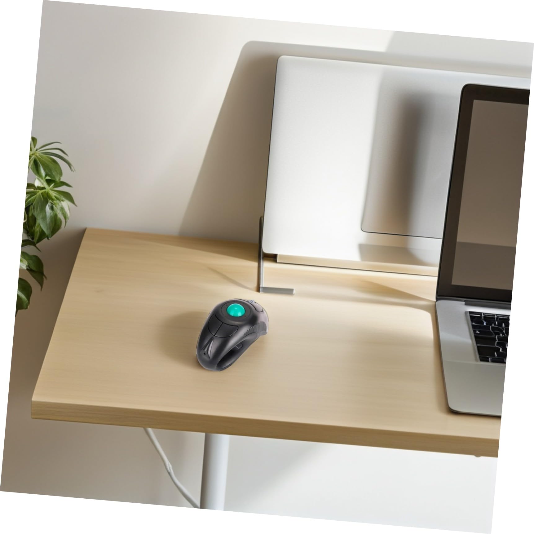 ABOOFAN Souris sans Fil Ergonomique à Port USB 2.4g Trackball, Design en Plastique Noir Confortable pour Ordinateur Portable, 5 Boutons, Forme Dauphin
