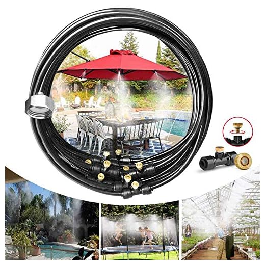 360° Adjustable Mister Drip Irrigation System -Water Trampoline Sprinkler Kit for Kids Summer Fun.50Ft Garden Greenhouse Plant Watering System with 8 Nozzles for Yard, Lawn, Plants (33FT)