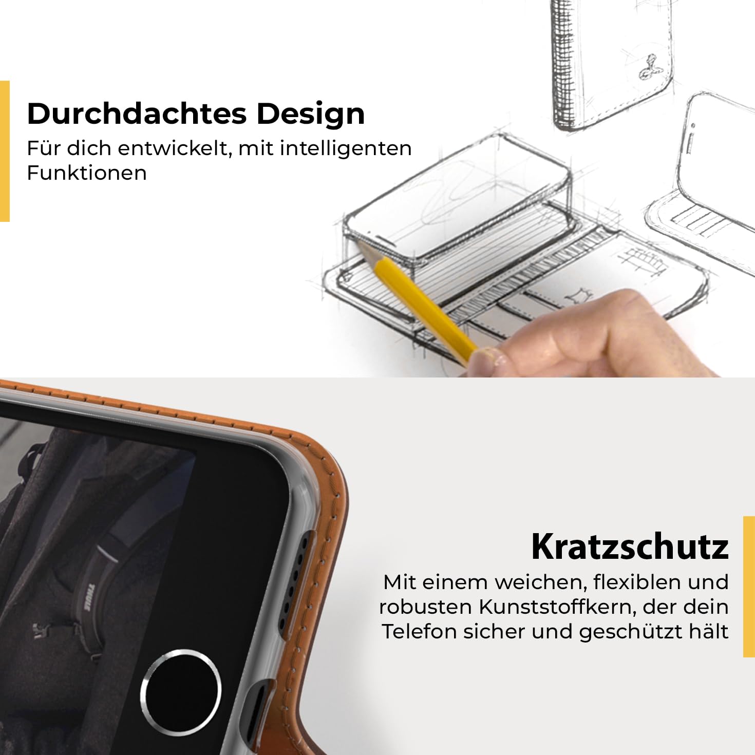 Snakehive Lederhülle für iPhone SE 2022/2020 und iPhone 7/8 | Stylische Handyhülle mit Kartenhalter & Standfuß | Handyhülle Schutzhülle & Lederhülle - Blau