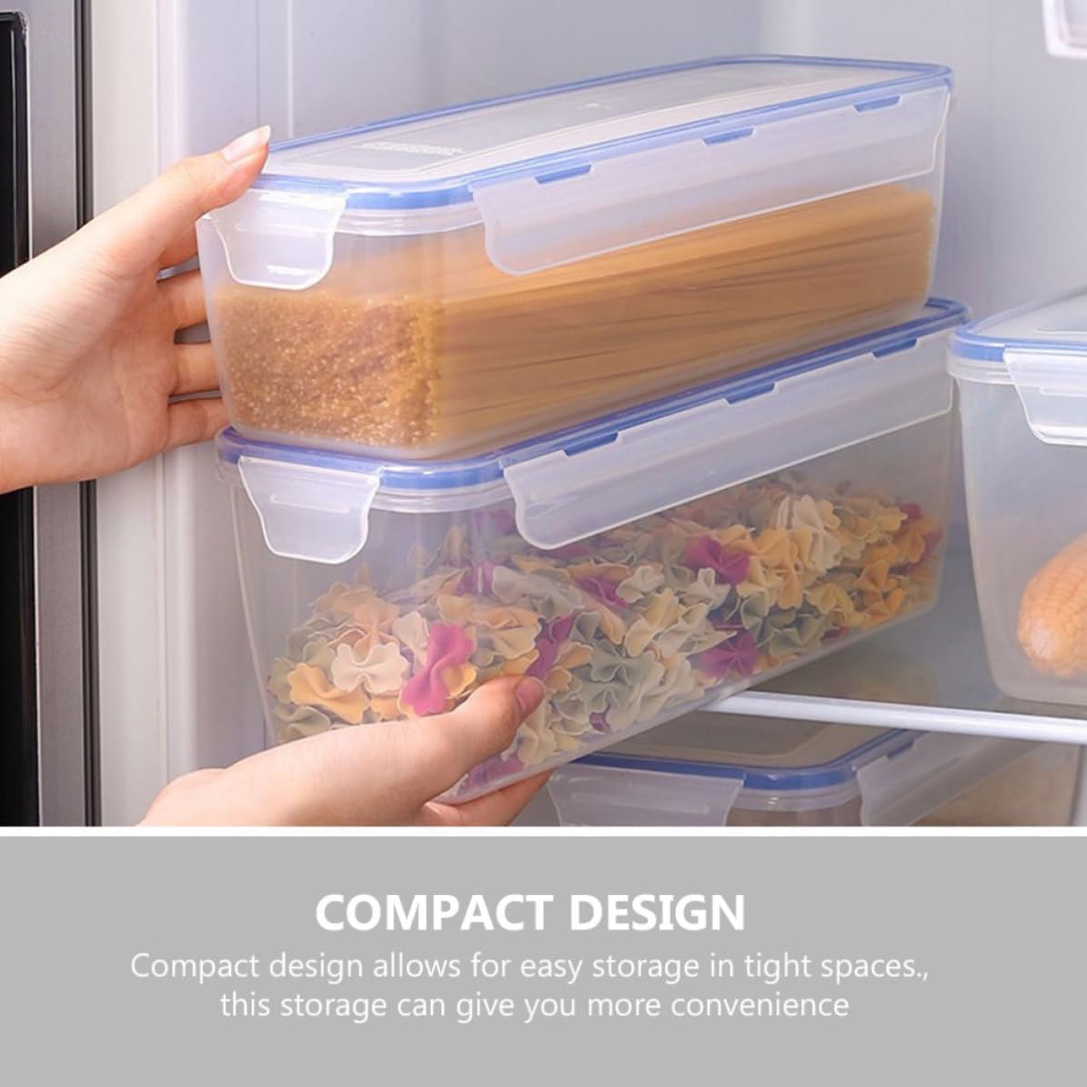 Uonlytech 2pcs Pasta Storage Containers for Kitchen Storage with 1.6l Capacity Compact Design and Freshness Preservation for Noodles and Foods