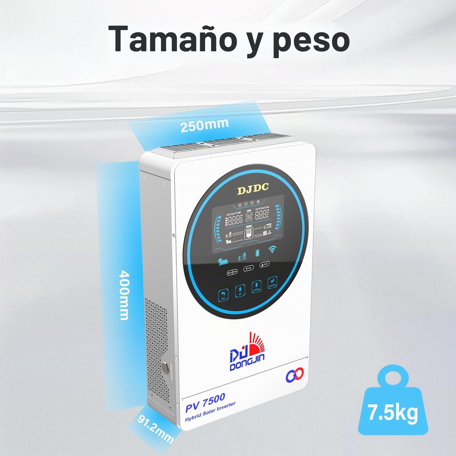 Inversor de energía solar híbrido de 6500 W, 48 V, sistema de batería de 48 V CC, salida AC de 230 V, inversor de onda sinusoidal pura, regulador de carga solar MPPT integrado, con pantalla