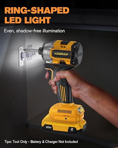 Miniatura 6 de Destornillador de impacto inalámbrico de 20 V (solo herramienta) compatible con batería Dewalt, par máximo de 2390 in-lbs sin escobillas