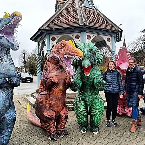 Inflatable Costume for Adult Inflatable Dinosaur Triceratops Costume Blow up Halloween Costume Carnival Party Cosplay Fancy Dress (Green, Standing Style)