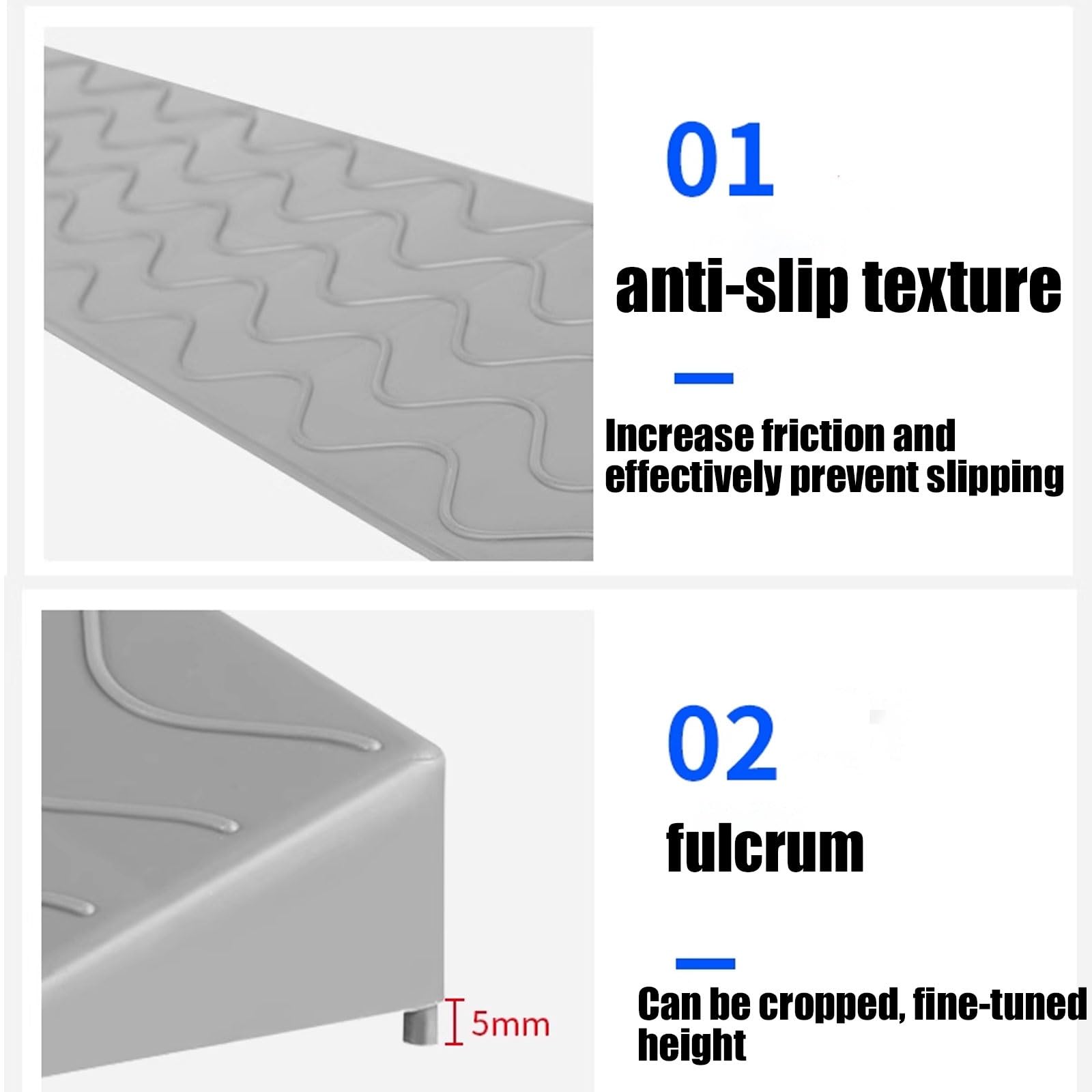 Rampas Portátiles para Sillas de Ruedas Antideslizantes, Textura Antideslizante，Altura Ajustable，Adecuado for Carritos, Sillas de Ruedas for Ancianos, Robots de Barrido,(Grey,4.5cm)