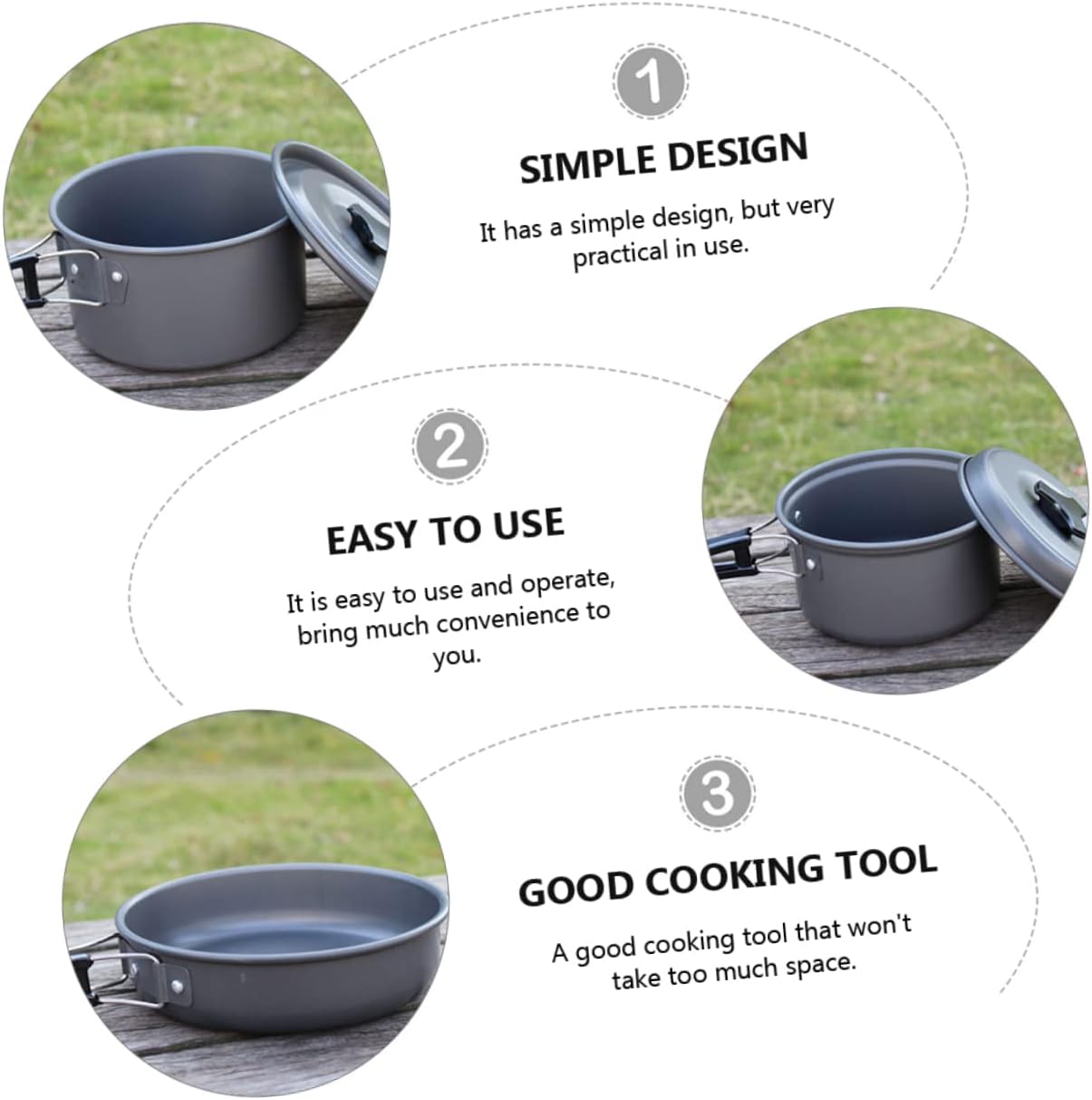 VICASKY 1set Folding Camping Cookware Person Outdoor Cooking Gear Lightweight Pots and Pans for BBQ Hiking and Picnics Camping Accessories