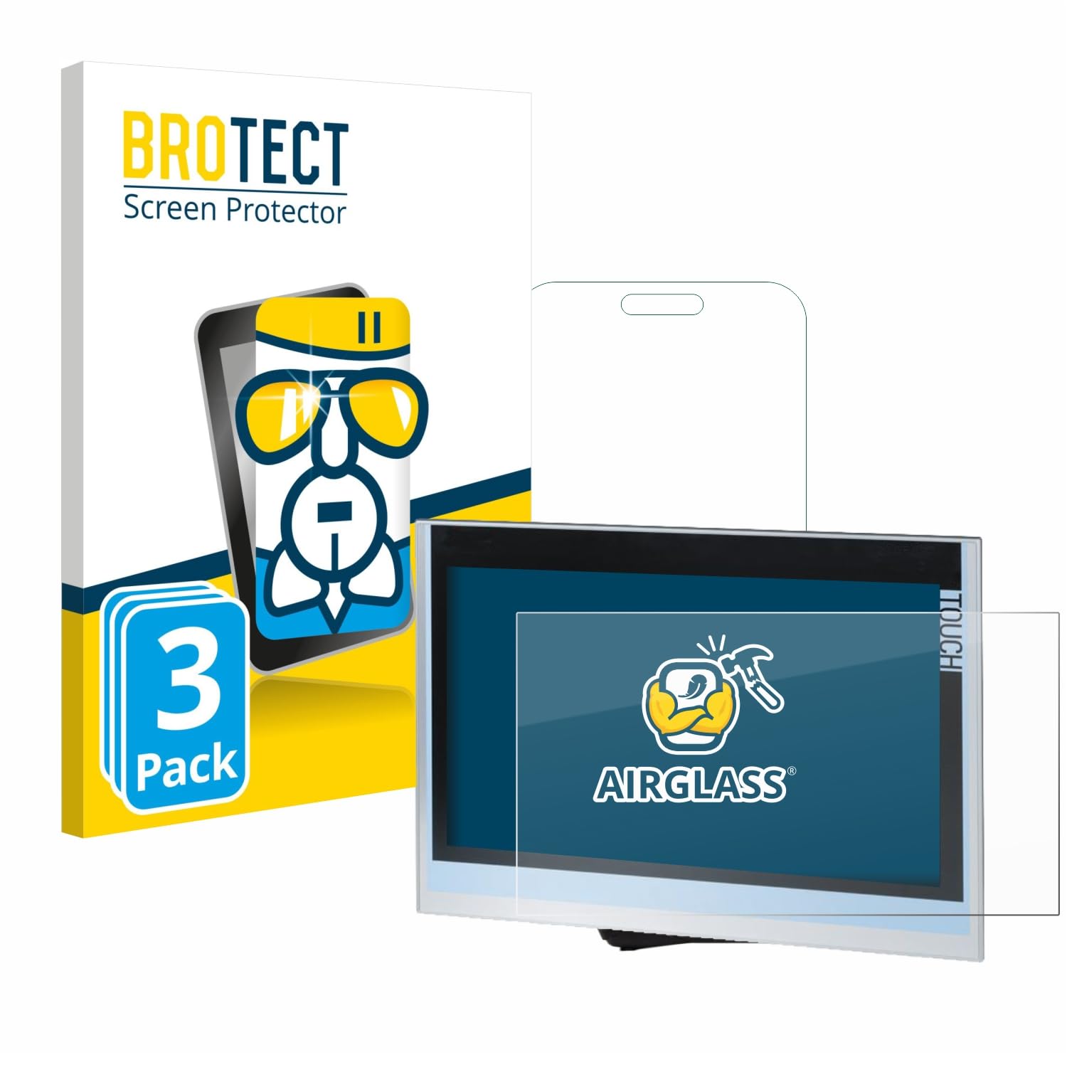 BROTECT 3 Stück Schutzglas für Siemens Simatic HMI TP1900 Comfort Schutzfolie Panzer Folie Glas[Extrem Kratzfest, Anti-Fingerprint, Ultra-]