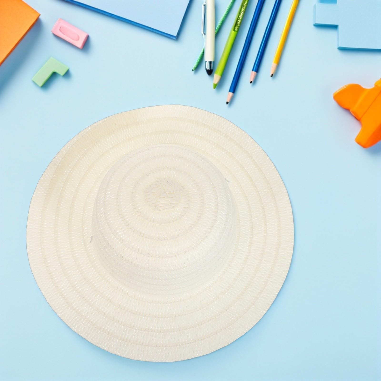 Chapeaux de Paille à Décorer Lot de 12 Beige Naturel Large Bord pour Fêtes Déguisées et Bricolage Garçon et Filles Protection Solaire Jardinage