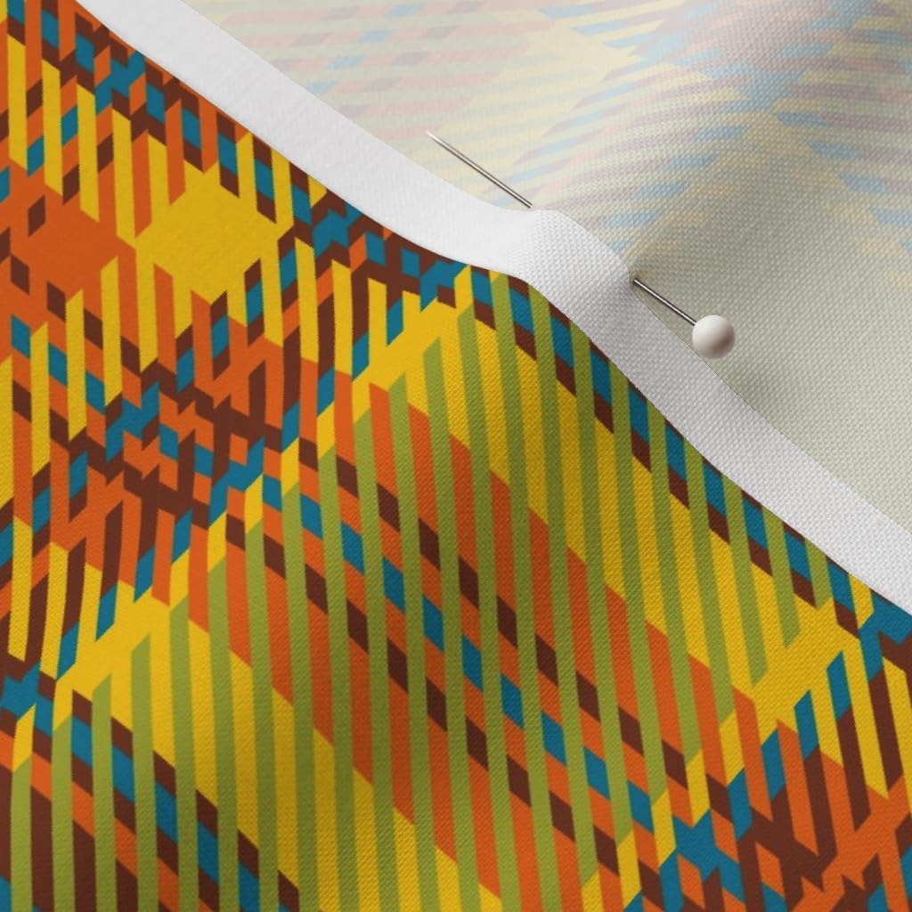 Spoonflower Fabric - Vintage Green Orange Plaid Retro Tartan 70s Seventies Printed on Petal Signature Cotton Fabric by the Yard - Sewing Quilting Apparel Crafts Decor