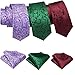 Barry.Wang 6 PCS Men Ties Set Silk Business Fashion Woven Necktie Handkerchief Cufflinks Paisley Stripe Wedding Party