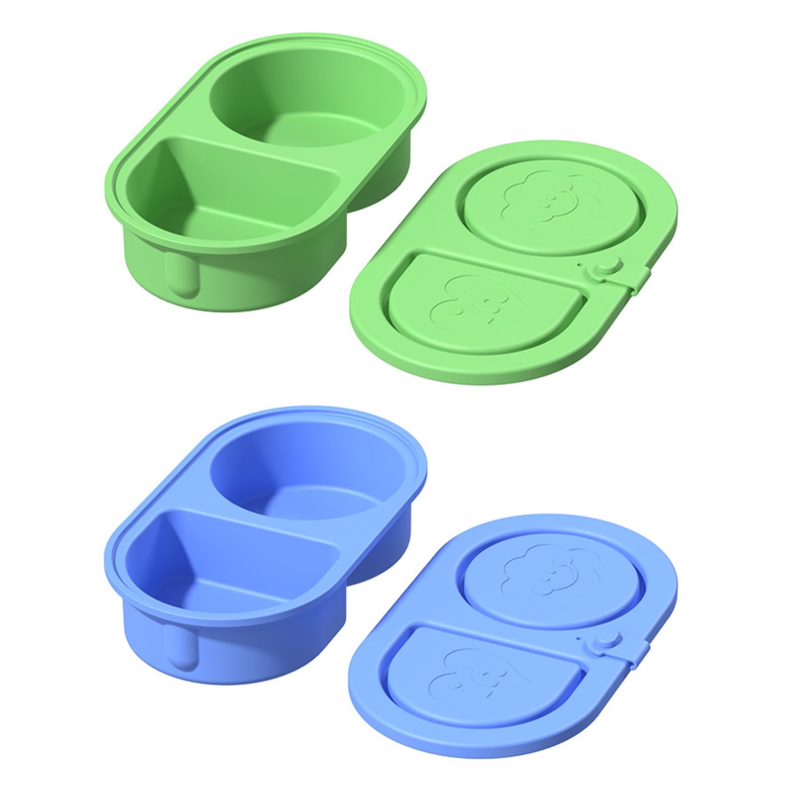 jiingekk Leakproof Double Compartment Silicone Snacks Container for Outdoor Picnics and Meals, Microwave Safe Microwave Safe Elastomer