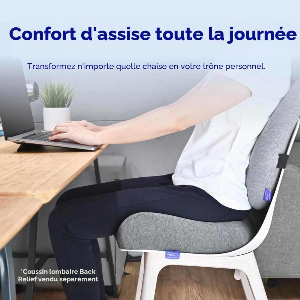 Cushion Lab Coussin de siège breveté pour soulager la Pression Pendant de Longues Heures Assis sur Une Chaise de Bureau/Maison, Voiture, Fauteuil Roulant – Mousse à mémoire de Forme Extra Dense pour