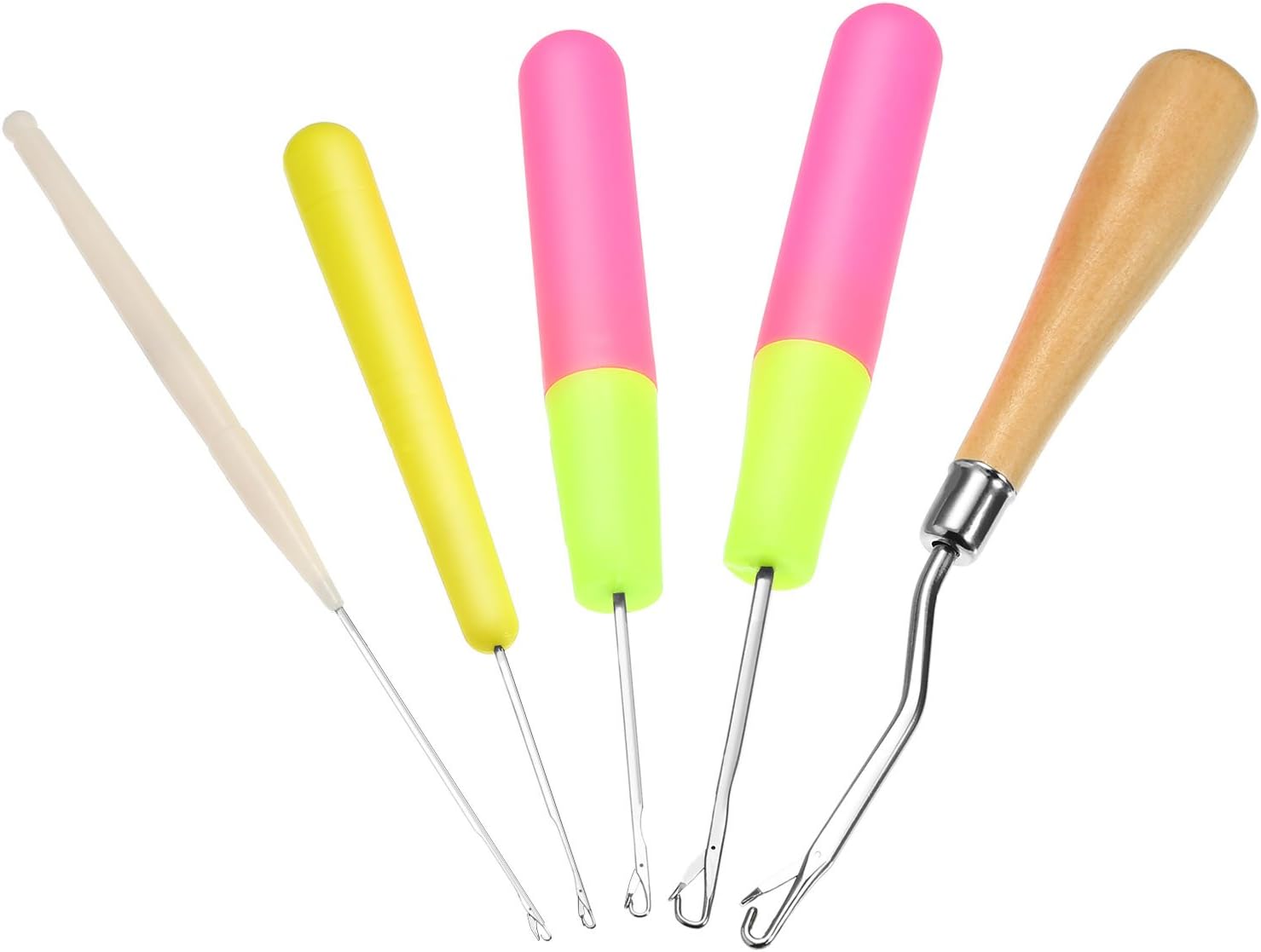 Maxdot 5 Pieces Latch Hook Kit Crochet Needle for Hair Different Size Hook Tool
