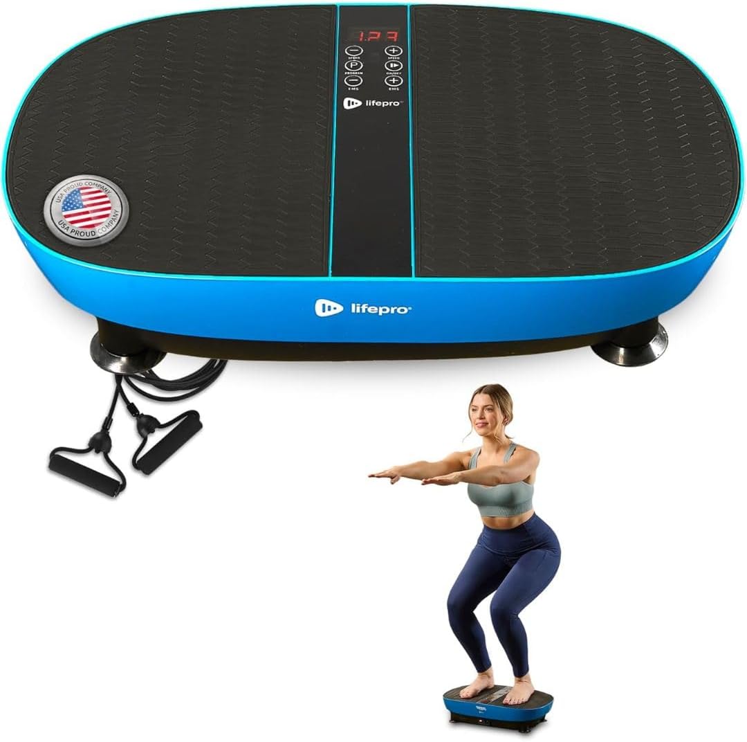 Lifepro Vibration Plate with Built-in Footpad Pulse Technology – Whole Body Vibrating Plate Exercise Machine for Muscle Toning and Comfort – 99 Speeds, 9 Programs, Remote, Bands, Max Weight 265 lbs