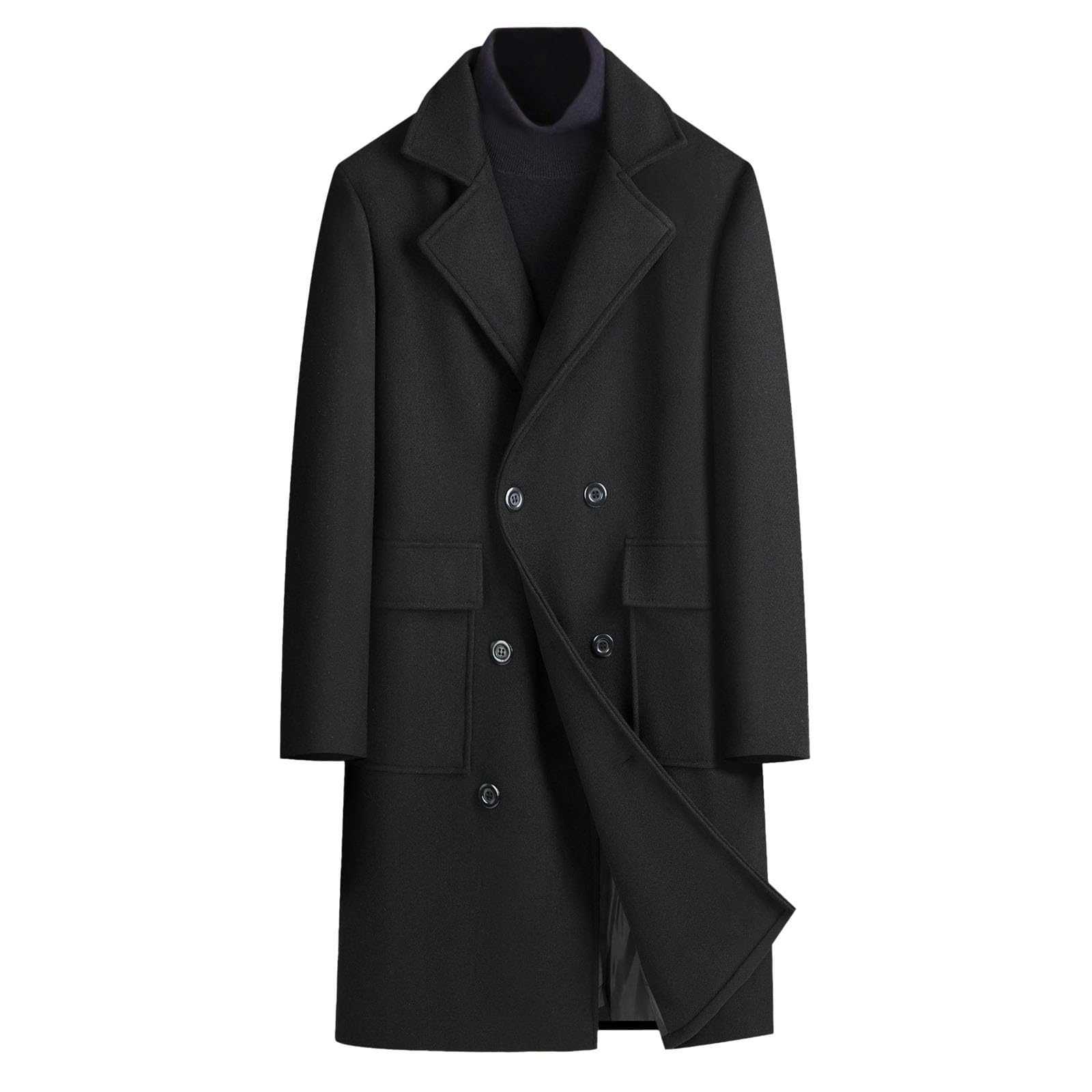 Trenca Hombre Chaqueta Larga para El Gabardina de Invierno Corte Ajustado, Abrigo de Lana Chaqueta Abrigo Largo Abrigo de Lana Cálido