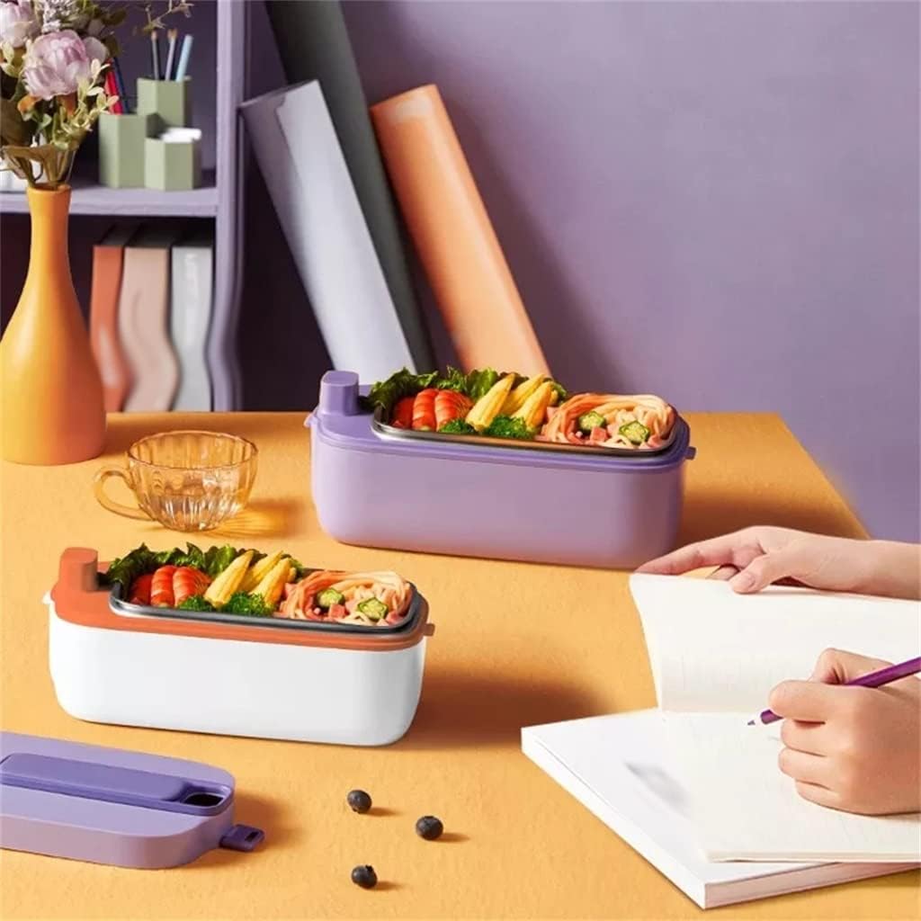 1L Electric Lunch Box Food Container Portable Heater Stainless Steel Waterless Heating Bento