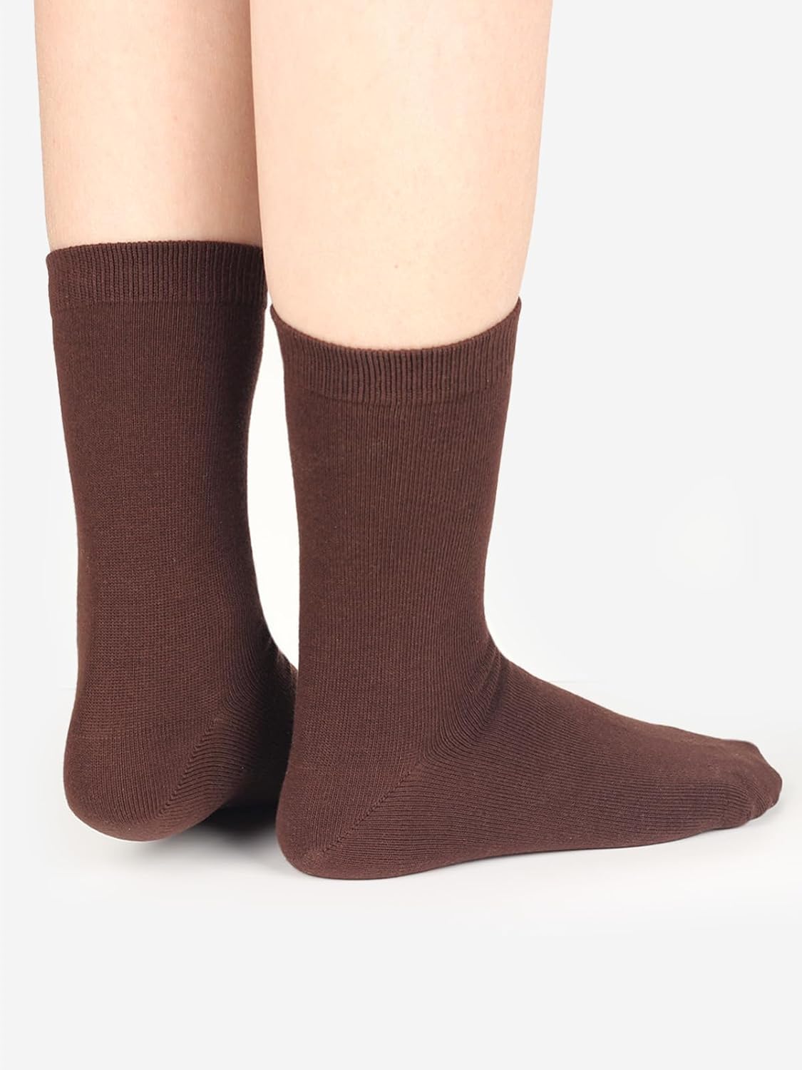 COTTON DAY Women's Soft Combed Cotton Dress Socks Seamless Toe Black White Gray Navy Blue Brown Beige - Image 5